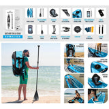 Aqua Spirit Barracuda Sup Tabla de Paddle Hinchable 2024, 320x81x15cm, Kit de Conversión Completo a Kayak con Remo Adjustable, Mochila, Bomba y Más Accesorios, Garantía de 3 Años