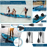 Aqua Spirit Barracuda 15’ 2 Person TamdenInflatable Stand up Paddle Board SUP Kayak Package | 15’ x 36” x 6" | 240KG Limit | 2x Seat, 2x Paddle & Kayak Blade, Pump, Go Pro Mount, Bag, Change Mat - Aqua Spirit iSUPs