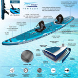 Aqua Spirit Barracuda 15’ 2 Person Tamden Inflatable Stand up Paddle Board SUP Kayak Package, 240KG Limit, 2x Seat, 2x Paddle & Kayak Blade, Pump, Go Pro Mount, Bag, Change Mat