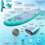 Aqua Spirit Prana 10′ 8″ Yoga Water Aqua Fitness Stand Up Paddle Board Kit | 6" Thick | Aluminium Paddle & Clips, Backpack, Change Mat, Pump, Leash, Mount for GoPro, Shoulder Straps & 2 Year Warranty - Aqua Spirit iSUPs